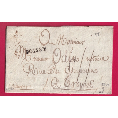 MARQUE POISSY SEINE ET OISE DIMENSION 23X4 NON SIGNALE PAR LENAIN LETTRE COVER FRANCE