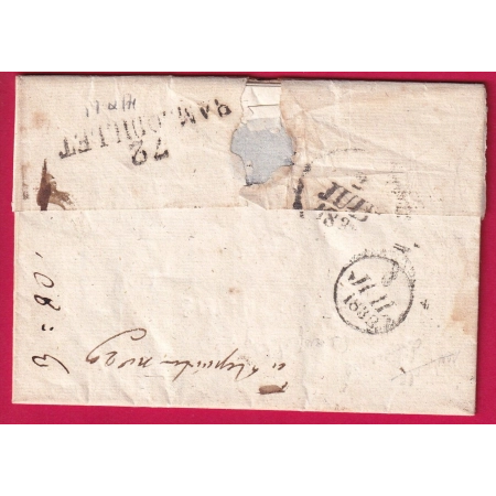 MARQUE 72 RAMBOUILLET SEINE ET OISE UTILISE EN DEBOURSE DEPART PARIS BANLIEUE 1832 LETTRE COVER FRANCE