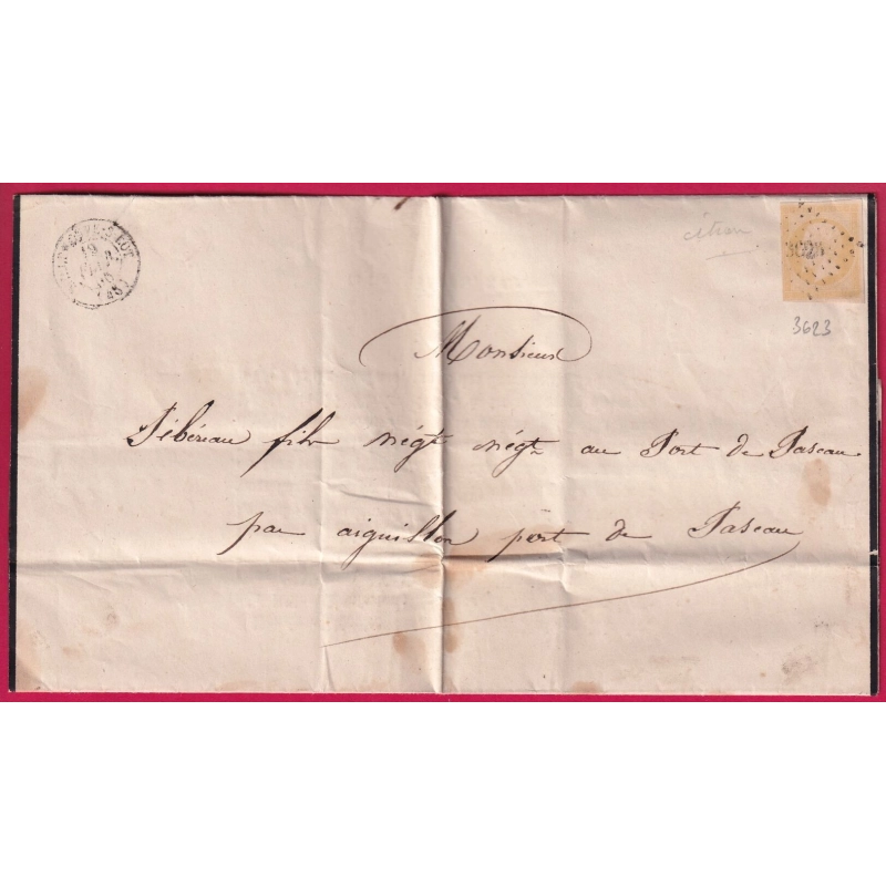 N°13 JAUNE CITRON PC 3623 VILLENEUVE SUR LOT ET GARONNE POUR PONT DE PASCAU LETTRE COVER FRANCE