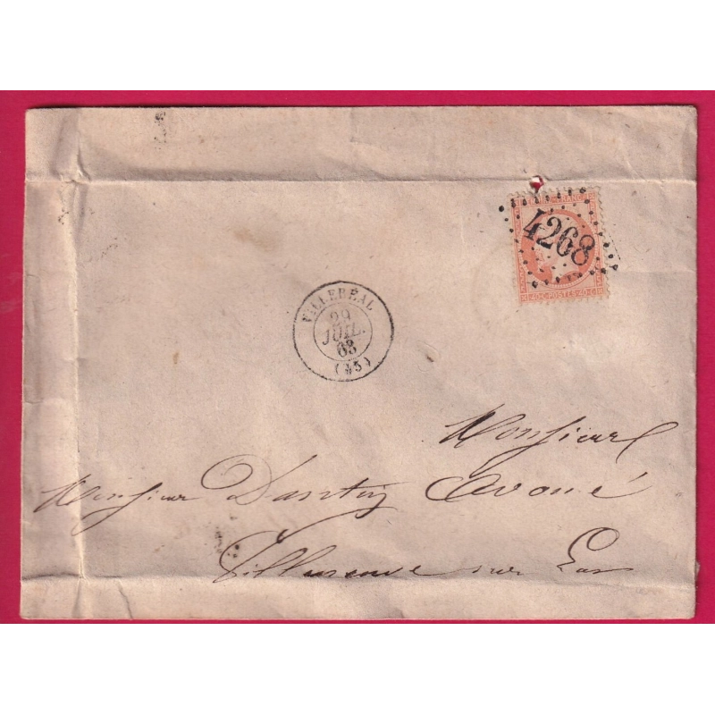 N°23 GC 4268 VILLEREAL LOT ET GARONNE 1863 POUR VILLENEUVE SUR LOT LETTRE COVER FRANCE