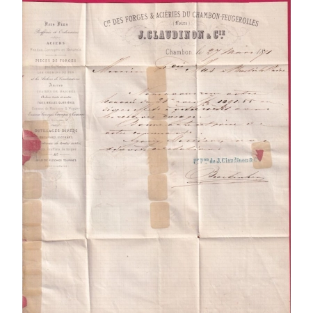 N°46B CAD TYPE 17 ST ETIENNE LOIRE CONVOYEUR STATION LE CHAMBON FEUGEROLLES LOIRE POUR ST MARTIN LA PLAINE LETTRE COVER