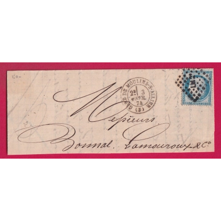 N°60 CAD GARE DE MOULINS ALLIER AU CONVOYEUR STATION ST. GERAND LE PUY + VILLENEUVE SUR ALLIER LETTRE COVER