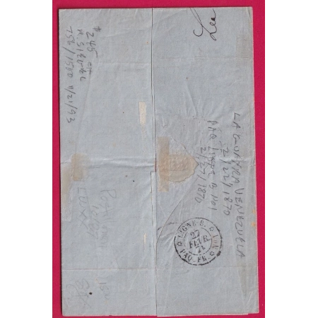 N°31 X2 CACHET CONSULAIRE LA GUAYRA VENEZUELA LOSANGE ANCRE POUR BORDEAUX LA GUAIRA LETTRE COVER