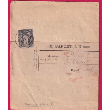 N°89 CAD NIMES IMPRIME PP POUR CENNES MONESTIER AUDE 1898 LETTRE COVER