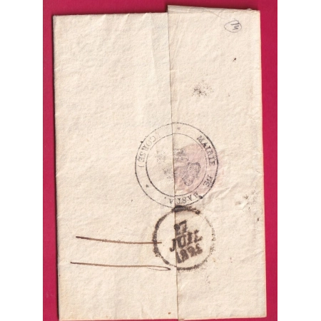 MARQUE P19P BASTIA CORSE FRANCHISE COMMUNE DE BASTIA POUR METZ MOSELLE 1828 LETTRE COVER