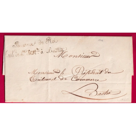 FRANCHISE LE PROCUREUR DU ROI CAB 1ER INSTANCE BASTIA CORSE 1844 POUR BASTIA LETTRE COVER