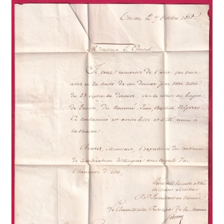 FRANCHISE L'INTENDANT DE LA MARINE A TOULON VAR + P78P TOULON 1818 POUR NICE AU DOS DETAIL TAXE SARDE + FRANCE LETTRE