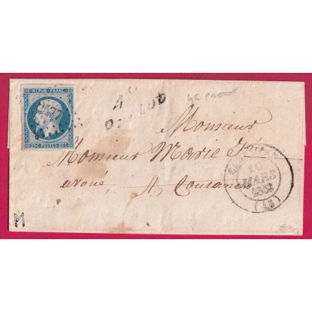 N°10 CURSIVE 48 PRETOT MANCHE CAD TYPE 14 CARENTAN POUR COUTANCE SIGNE CALVES LETTRE COVER