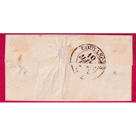 N°10 CURSIVE 48 PRETOT MANCHE CAD TYPE 14 CARENTAN POUR COUTANCE SIGNE CALVES LETTRE COVER