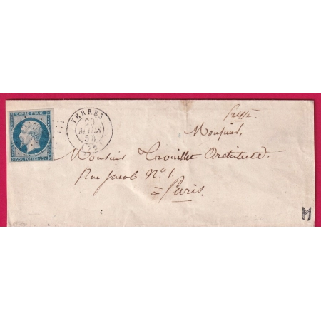 N°15 TB SIGNE CALVES CAD TYPE 15 YERRES SEINE ET OISE POUR PARIS LETTRE COVER