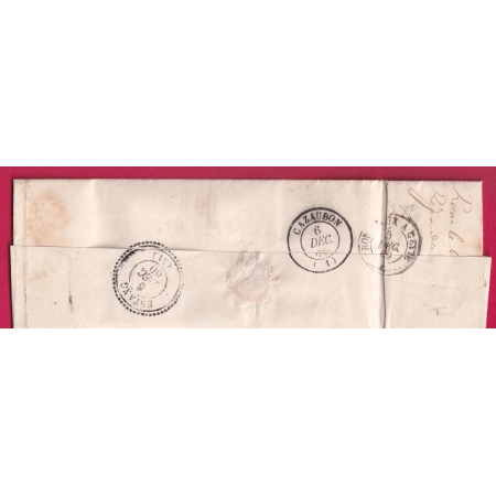 N°13 PAIRE PC 628 CASTELJALOUX LOT ET GARONNE 1860 POUR ESTANG GERS LETTRE COVER