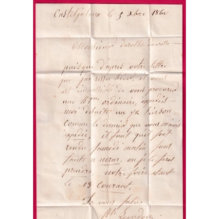 N°13 PAIRE PC 628 CASTELJALOUX LOT ET GARONNE 1860 POUR ESTANG GERS LETTRE COVER