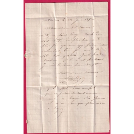 N°60 GC 2387 MONACO POUR NICE ALPES MARITIMES 1872 INDICE 19 LETTRE COVER
