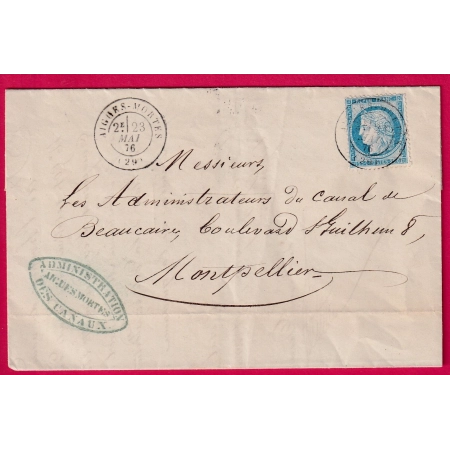 N°60 CAD TYPE 17 AIGUES MORTES GARD POUR MONTPELLIER LETTRE COVER