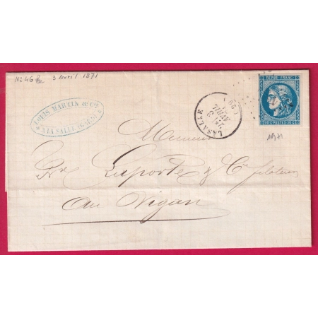 N°46B BLEU FONCE GC 1971 LASALLE GARD POUR LE VIGAN LETTRE COVER