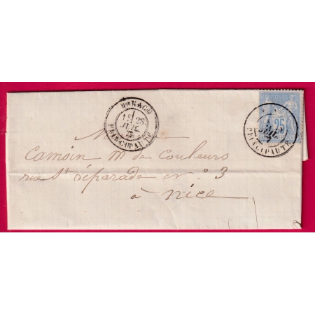 N°78 CAD MONACO PRINCIPAUTE POUR NICE ALPES MARITIMES LETTRE COVER