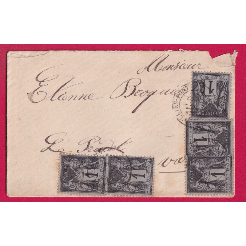 N°83 X5 SOLLIES PONT VAR POUR LE PRADET 1883 LETTRE COVER