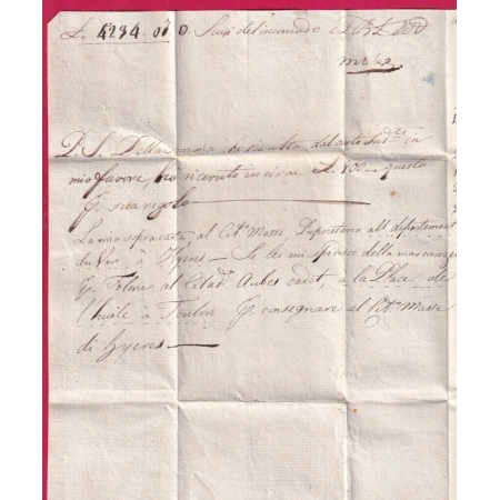 MARQUE P78P HIERES HYERES VAR AN8 1800 POUR LIVOURNE ITALIE LIVORNO ITALIA LETTRE COVER