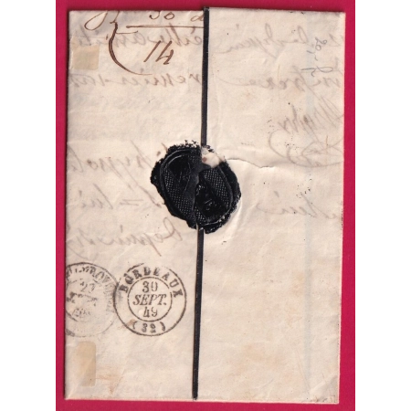 LETTRE ACHEMINEE DE NICE CURSIVE 78 ST LAURENT DU VAR 1849 POUR BORDEAUX ALPES MARITIMES LETTRE COVER