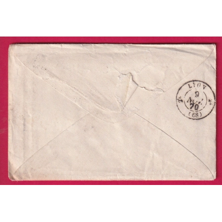 GUERRE 1870 TOULON VAR ECRITE DU VAISSEAU DE GUERRE LE SOUVERAIN NOV 1870 POUR LYON LETTRE COVER