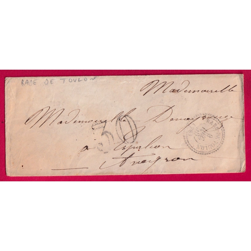 CAD TYPE 22 RADE DE TOULON VAR CAD TYPE 22 POUR ESPALION AVEYRON 1856 LETTRE COVER