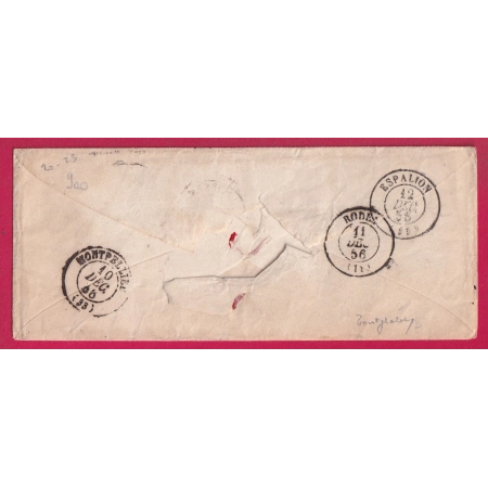 CAD TYPE 22 RADE DE TOULON VAR CAD TYPE 22 POUR ESPALION AVEYRON 1856 LETTRE COVER