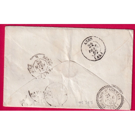 N°14 PC 3392 TOURNON D'AGENAIS LOT ET GARONNE CAD TYPE 22 POUR AGEN LETTRE COVER