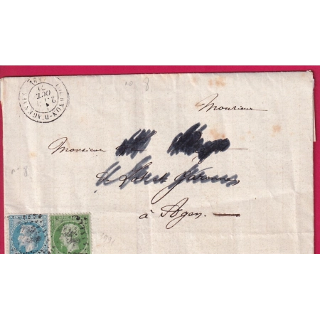 N°29 20 GC 3991 TOURNON D'AGENAIS LOT ET GARONNE POUR AGEN LETTRE COVER