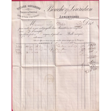 N°83 85 ARMENTIERES NORD POUR LILLE 1887 LETTRE COVER