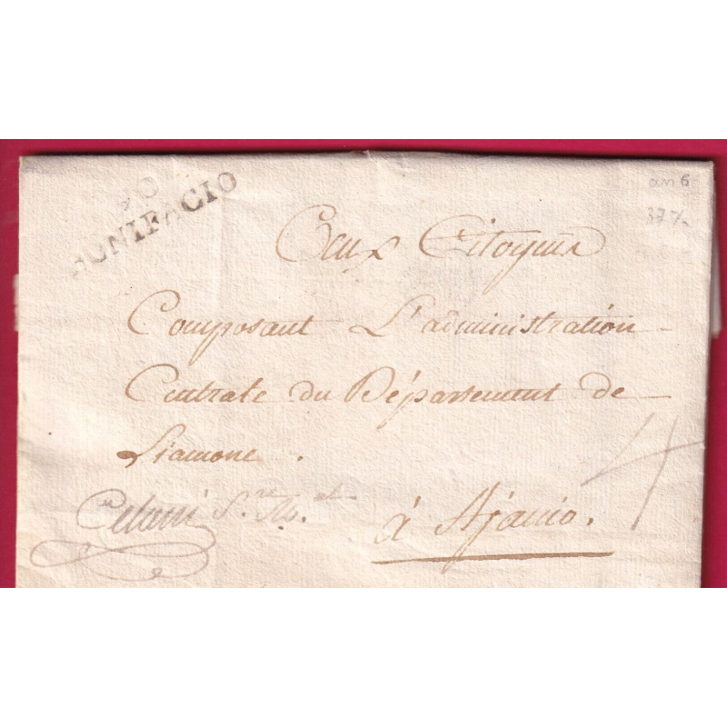 MARQUE 90 BONIFACIO CORSE CONTRESEING DE FRANCHISE CELANI Sve MILITAIRE 1798 LES ADM MUNICIPAUX CANTON DE BONIFACIO