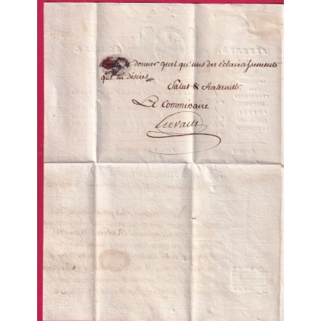 FRANCHISE COMMISSION DES TRANSPORTS POSTES ET MESSAGERIES AN 3 1795 POUR PARIS LETTRE COVER