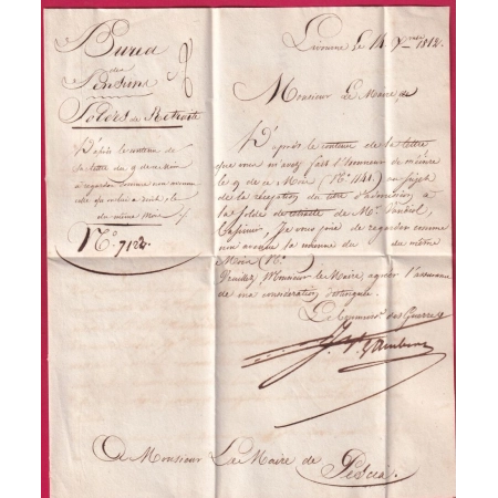 MARQUE CONQUIS 113 LIVOURNE LIVORNO ITALIE FRANCHISE LE COM DES GUERRE LAMBERT POUR PESCIA ITALIA 1812 LETTRE COVER