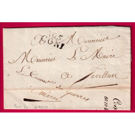 MARQUE CONQUIS 105 CONI ITALIE FRANCHISE LE COM DES GUERRE EMOUY 1813 TEXTE REGIMENT CARABINIERS LUNEVILLE MEURTHE