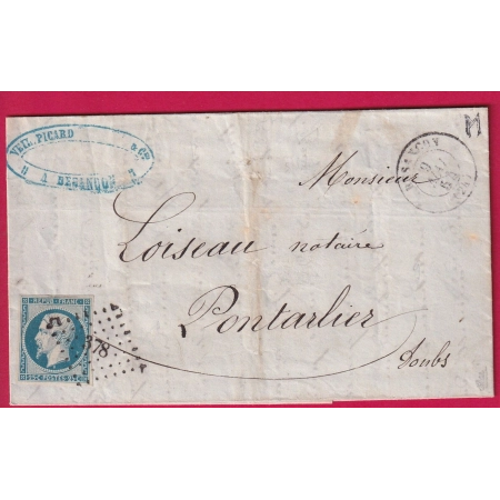 N°10 PC 378 BESANCON DOUBS POUR PONTARLIER SIGNE CALVES LETTRE COVER