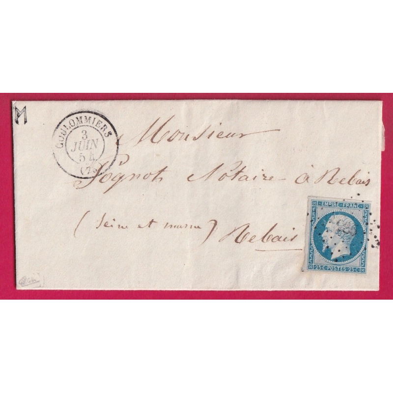N°15 TTB PC985 COULOMMIERS SEINE ET MARNE POUR REBAIS SIGNE CALVES LETTRE COVER