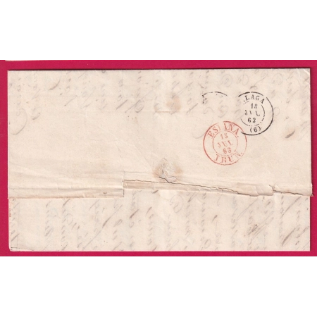 N°22 X2 PARIS BUREAU C POUR MALAGA ESPAGNE LETTRE COVER
