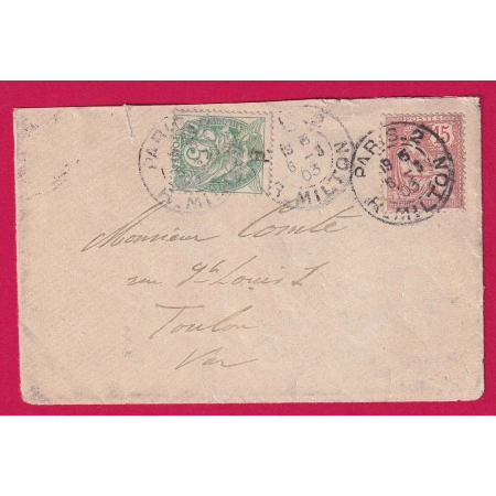N°111 125 PARIS LEVEE EXCEPTIONNELLE R MILTON POUR TOULON VAR LETTRE COVER