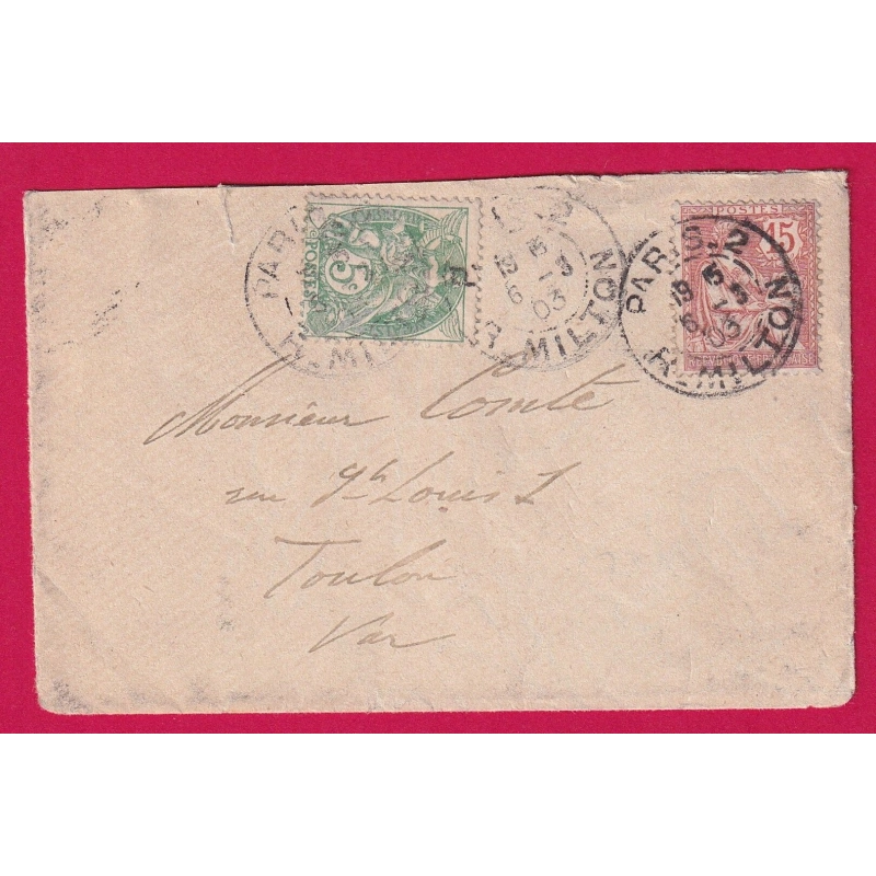N°111 125 PARIS LEVEE EXCEPTIONNELLE R MILTON POUR TOULON VAR LETTRE COVER