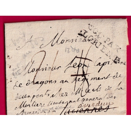 DEBOURSE MANUSCRIT DE MARLY LE ROY SEINE ET OISE RARE NON SIGNALE DEPART COLONIE PAR LORIENT ARMEE DU ROI LETTRE COVER