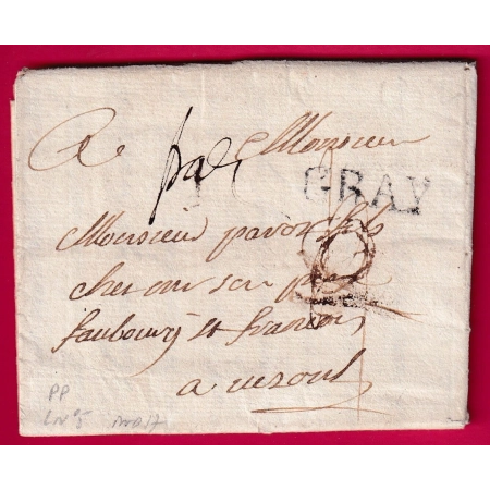 MARQUE FRANC PORT PAYE GRAY HAUTE SAONE 1782 POUR VESOUL LENAIN N°5 INDICE 17 LETTRE COVER