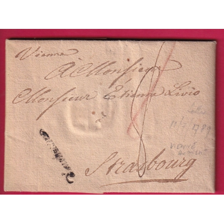MARQUE D'AUTRICHE TEXTE DE VIENNE WIEN 1789 POUR STRASBOURG LETTRE COVER