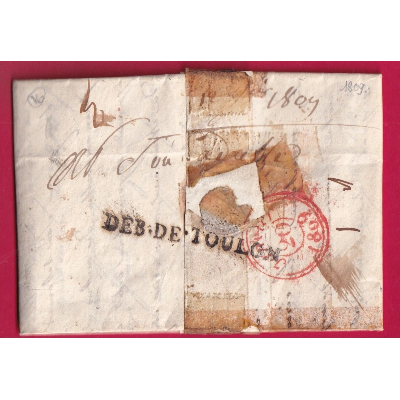 DEBOURSE DEB DE TOULON 1809 INDICE 16 DEPART MARSEILLE LETTRE COVER