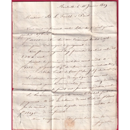DEBOURSE DEB DE TOULON 1809 INDICE 16 DEPART MARSEILLE LETTRE COVER