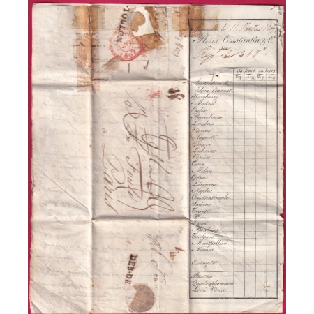 DEBOURSE DEB DE TOULON 1809 INDICE 16 DEPART MARSEILLE LETTRE COVER