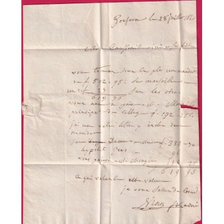 CURSIVE 78 PIGNANS VAR CAD TYPE 14 LE LUC BOITE RURALE A GONFARON + DECIME RURAL POUR DRAGUIGNAN SIGNE MATHIEU LETTRE