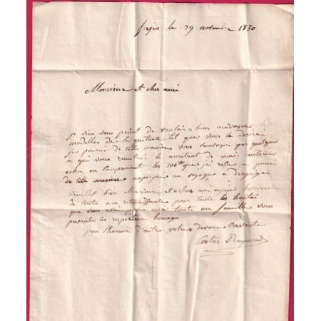 MARQUE P78 FREJUS VAR + CAD TYPE 12 1830 POUR DRAGUIGNAN  LETTRE