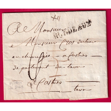 DEDOURSE DEB 64 BAYONNE BASSES PYRENEES 1814 INDICE 17 DEPART BORDEAUX LETTRE COVER