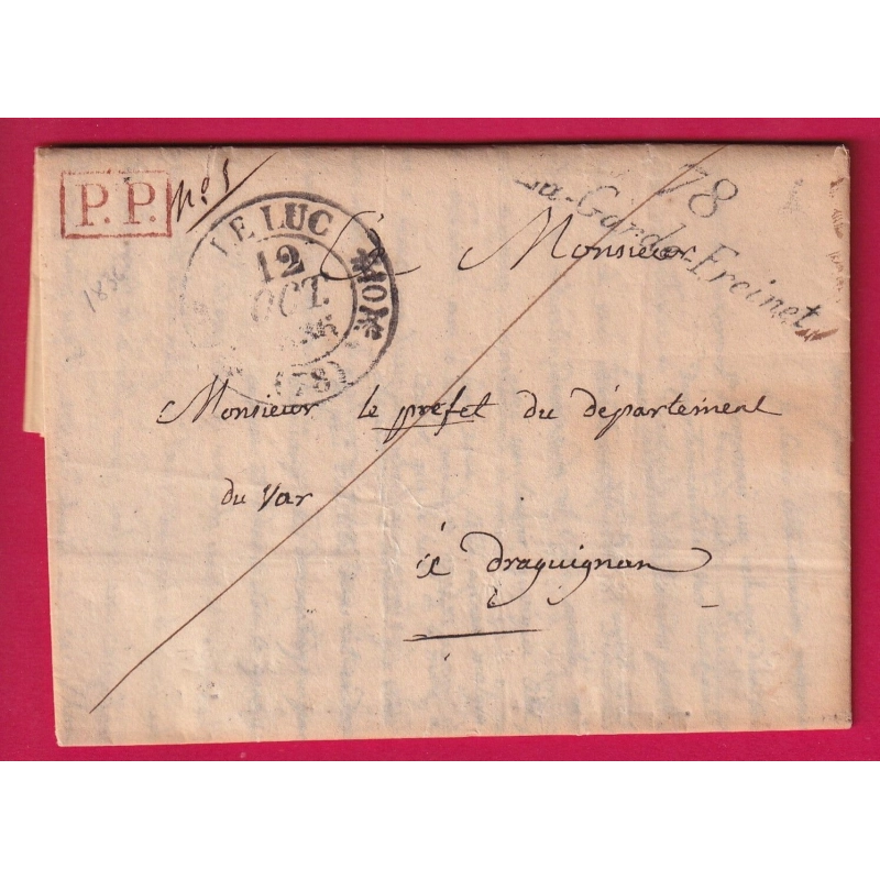 CURSIVE 78 LA GARDE FREINET CAD TYPE 11 LE LUC + PP POUR DRAGUIGNAN LETTRE COVER