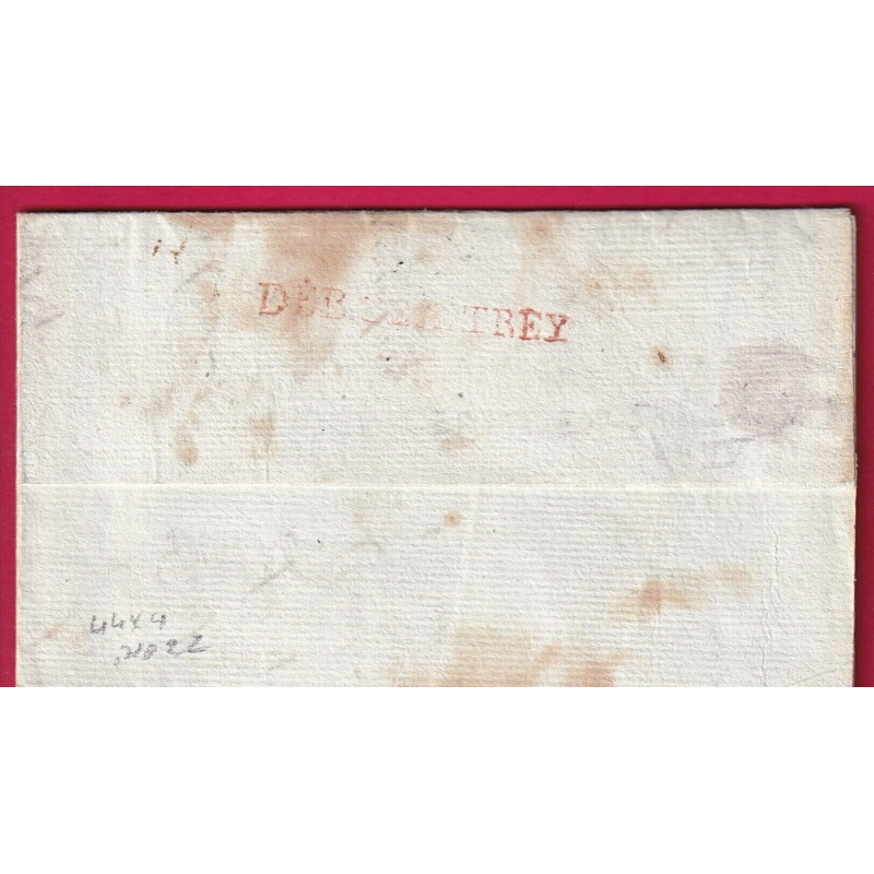DEBOURSE DEB CINTREY EN ROUGE 44X4 INDICE 22 DEPART 24 BESANCON 1796 ARMEE DU RHIN LETTRE COVER