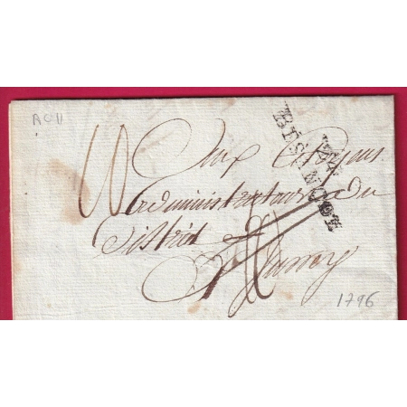 DEBOURSE DEB CINTREY EN ROUGE 44X4 INDICE 22 DEPART 24 BESANCON 1796 ARMEE DU RHIN LETTRE COVER